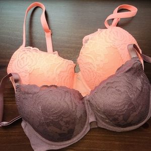 Two 34D PINK VS "date push up" bras